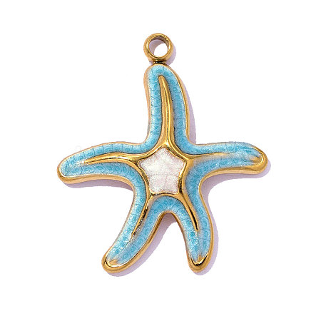 304 Stainless Steel Enamel Pendants STAS-OY019-52G-1