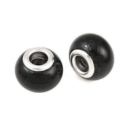 Spray Painted Glass European Beads GPDL-R001-11S-1