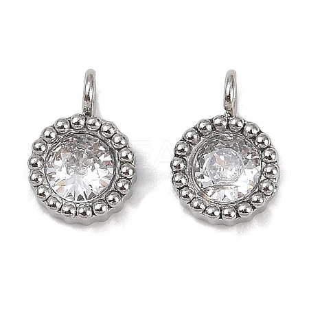 304 Stainless Steel Micro Pave Cubic Zirconia Charms STAS-K302-01D-P-1