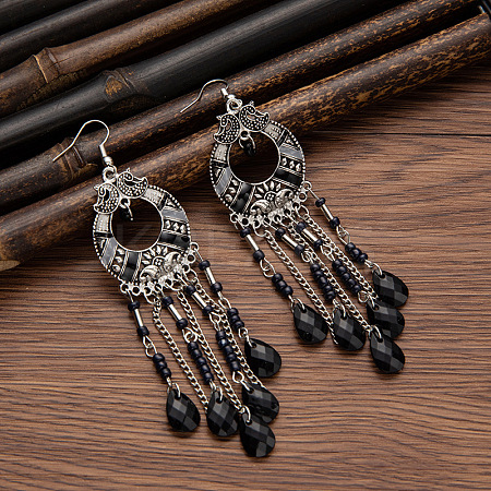 Tibetan Style Alloy Resin Dangle Earrings FS-WG46048-07-1