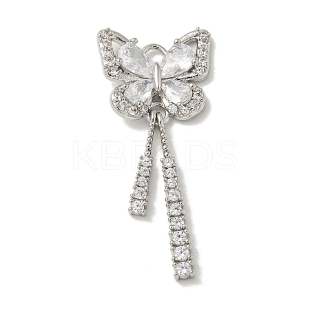 Brass Micro Pave Clear Cubic Zirconia Studs Pendants KK-K378-03P-1