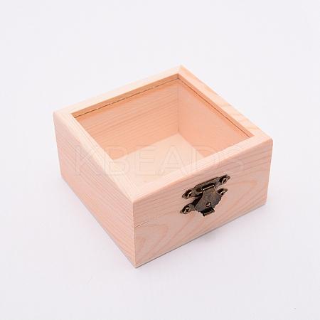Square Unfinished Wooden Box LS-OBOX-WH0005-04-1