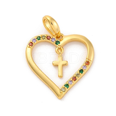 Brass Micro Pave Cubic Zirconia Pendants KK-U033-10G-02-1