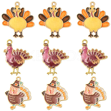 30Pcs 3 Styles Thanksgiving Day Theme Alloy Enamel Pendants ENAM-SC0006-84-1