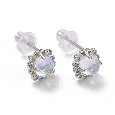 Anti-Tarnish Rhodium Plated 925 Sterling Silver Stud Earrings EJEW-M202-02P-1