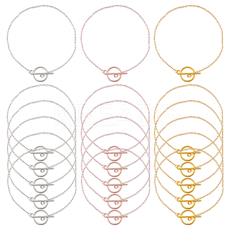 24Pcs 3 Colors 304 Stainless Steel Cable Chains Bracelets for Women BJEW-HS00008-1