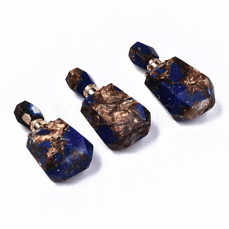 Assembled Synthetic Bronzite and Lapis Lazuli Openable Perfume Bottle Pendants G-S366-059A-1