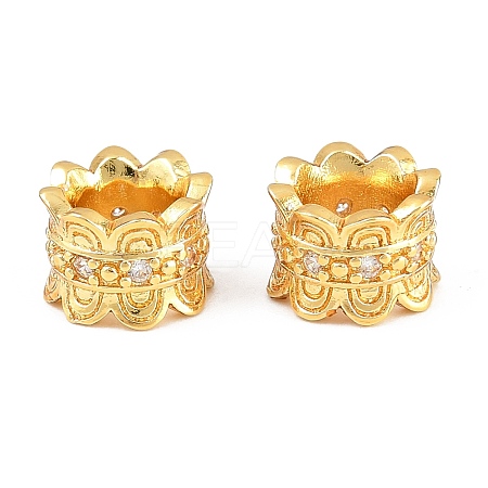 Brass Micro Pave Clear Cubic Zirconia European Beads CU-CBA6A75-17G-1