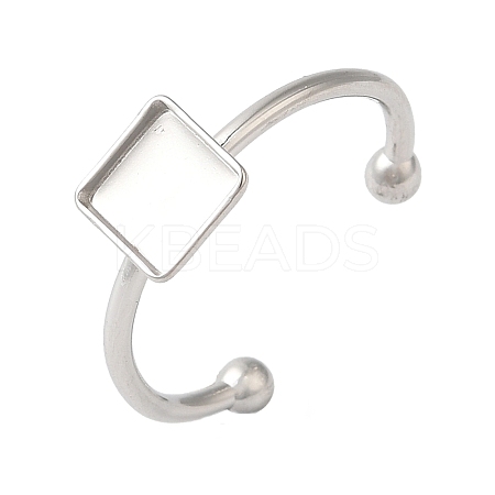 Non-Tarnish 304 Stainless Steel Open Cuff Ring Components STAS-I306-03P-1