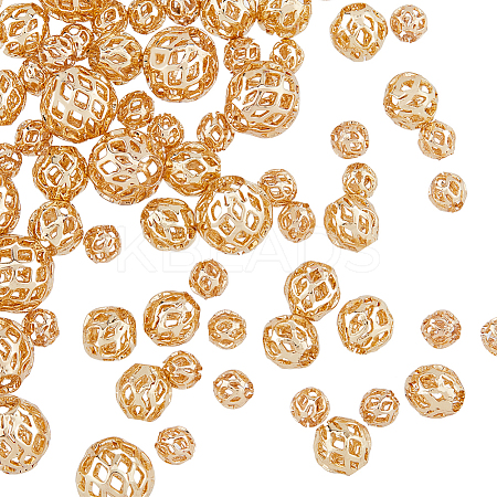 120Pcs 3 Styles Brass Hollow Beads KK-HY0001-70-1