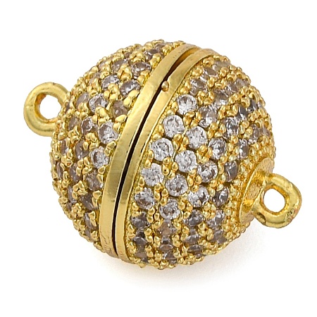 Brass Micro Pave Clear Cubic Zirconia Magnetic Clasps KK-A230-02B-G-1