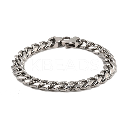 Non-Tarnish 304 Stainless Steel Cuban Link Chain Bracelet NJEW-D050-02D-P-1