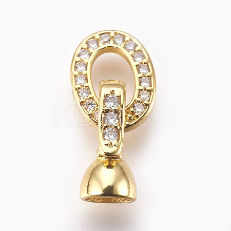 Brass Micro Pave Cubic Zirconia Fold Over Clasps KK-P164-10G-1