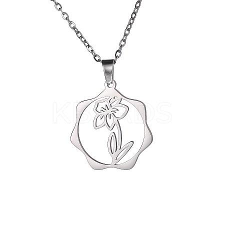 Non-Tarnish 304 Stainless Steel Pendant Necklaces PW-WG57218-12-1