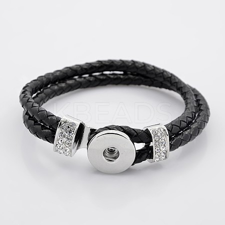 Leather Cord Snap Bracelet Making X-MAK-N003-12-1