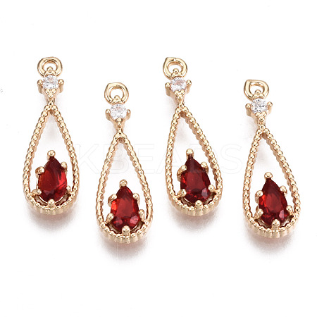 Brass Micro Pave Cubic Zirconia Pendants X-KK-R111-003-A02-1