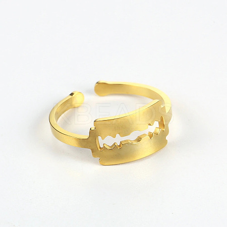 Simple 304 Stainless Steel Adjustable Cuff Rings for Women WT4746-5-1