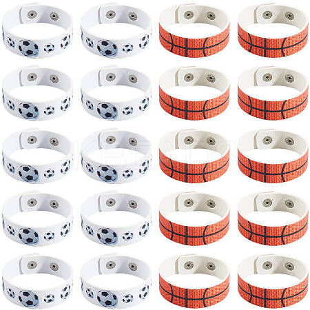 20Pcs 2 Styles Leather Wide Cord Bracelet with Snap Button for Men Women GUQI-CL0001-02A-1