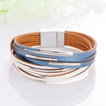 Two Tone Imitation Leather Multi-strand Bracelets for Women WGE2A7B-07-1
