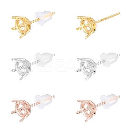 3 Pairs 3 Colors 925 Sterling Silver Stud Earring Findings FIND-PH0025-90-1