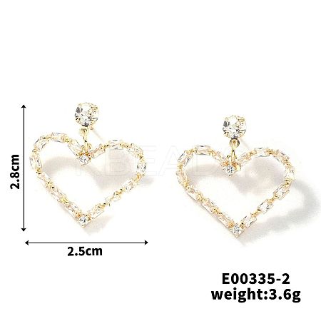 Elegant Copper Heart-shaped Zircon Stud Earrings NG8185-2-1