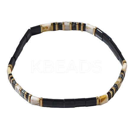 Vintage Glass & Brass & Natural Stone Beaded Stretch Bracelets for Women and Girls LF4427-2-1
