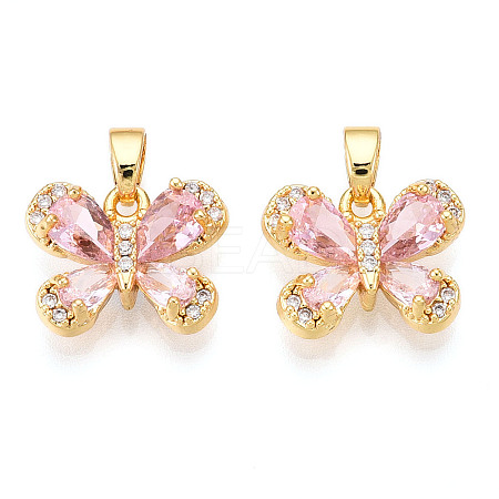 Brass Micro Pave Cubic Zirconia Charms X-KK-N254-229G-1