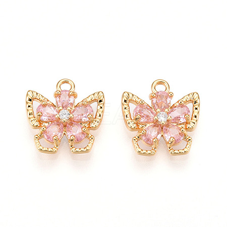 Brass Micro Pave Cubic Zirconia Charms KK-N262-111C-G-1
