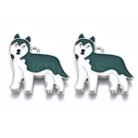 Rack Plating Alloy Enamel Dog Pendants PALLOY-T075-157B-1