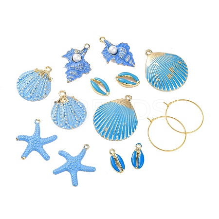 DIY Alloy Shell Starfish Shape Hoop Earring Making Kits DIY-XCP0003-31-1