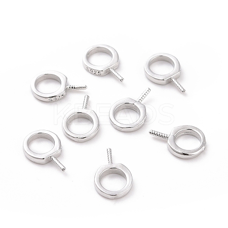 Anti-Tarnish Rhodium Plated 925 Sterling Silver Screw Eye Peg Bails STER-D035-42P-1