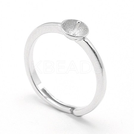 Anti-Tarnish Rhodium Plated 925 Sterling Silver Finger Design Ring Mounts Fittings with Pearl Seat STER-E060-15P-1