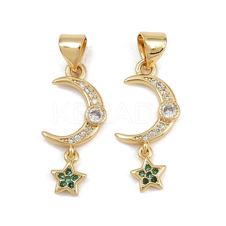 Brass Micro Pave Cubic Zirconia Pendants KK-C132-07G-1