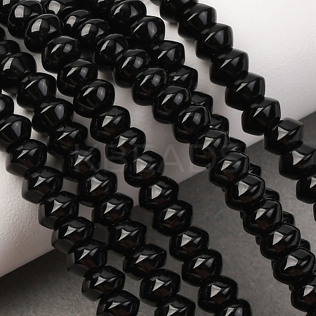 Natural Black Onyx Beads Strands G-P161-20-6x4mm-1