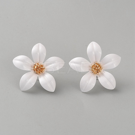 Iron & Alloy Enamel Flower Stud Earrings EJEW-WH0033-57B-1