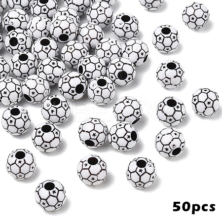 50Pcs FootBall/Soccer Ball Craft Style Acrylic Beads SACR-YW0002-03-1