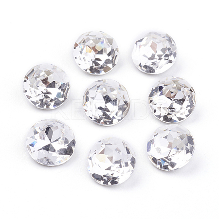 Pointed Back & Back Plated Glass Rhinestone Cabochons RGLA-J012-8mm-001-1