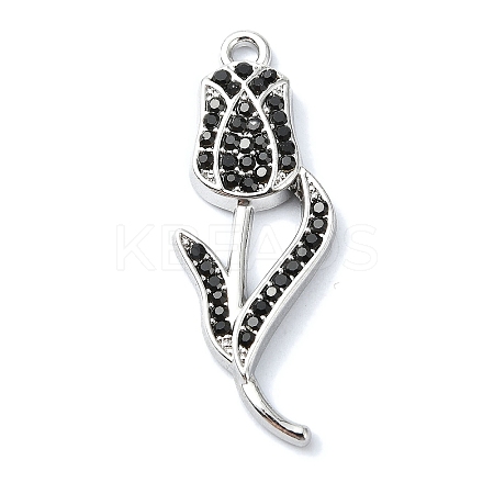 Rack Plating Alloy with Black Rhinestone Pendants FIND-Z051-01P-01-1