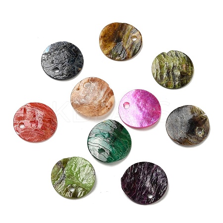 Spray Painted Natural Akoya Shell Charms X-SHEL-F007-15A-1