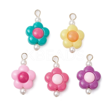 Two Tone Opaque Acrylic Beads with 304 Stainless Steel Flat Head Pins Pendants PALLOY-JF03483-01-1