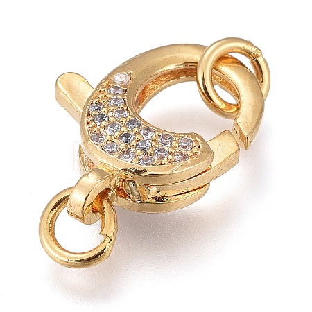 Brass Micro Pave Clear Cubic Zirconia Lobster Claw Clasps LS-ZIRC-M108-15A-G-1