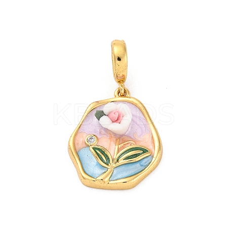Brass Enamel Pendants KK-S502-04G-B-1