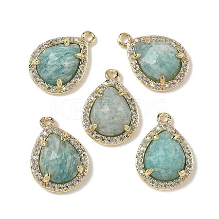 Natural Amazonite Faceted Teardrop Pendants G-U028-02G-04-1