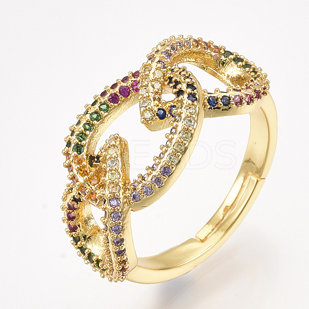 Adjustable Brass Micro Pave Cubic Zirconia Finger Rings RJEW-S044-014-1