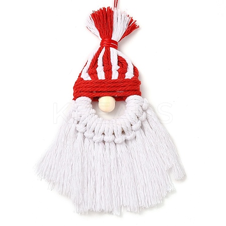 Christmas Handmade Woven Macrame Cotton Thread Santa Claus Pendant Decorations HJEW-JM02455-02-1