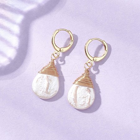 Teardrop Brass Leverback Earrings EJEW-JE06896-1