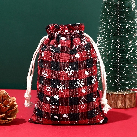 Christmas Themed Burlap Drawstring Bags LS-XMAS-PW0001-236D-1