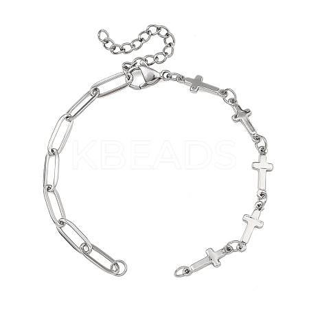 304 Stainless Steel Paperclip Chain and Cross Link Chain Bracelet Making AJEW-JB01642-1