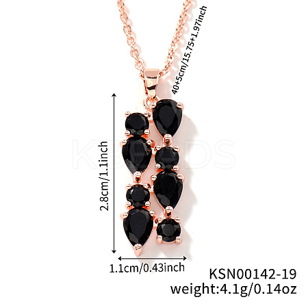 Brass Cubic Zirconia Long Tassel Pendant Necklaces for Fashionable Statement Style DV3387-19-1