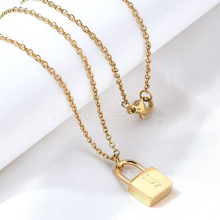 304 Stainless Steel Rolo Chain Pendant Necklaces NJEW-S444-01G-25-1